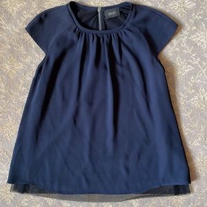 LIU-JO of Italy Navy Blouse w/ Black Tulle
